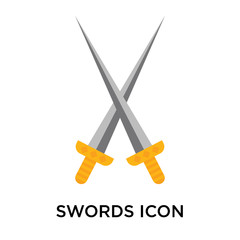Swords icon vector sign and symbol isolated on white background, Swords logo concept