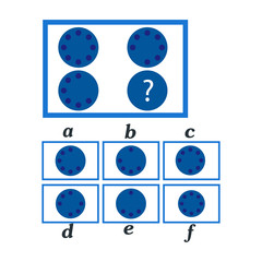 IQ test. Choose correct answer. Logical task, educational game for kids. development of logic, iq. Task game what comes next, Vector illustration