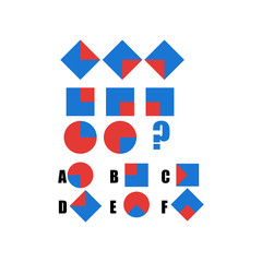 IQ test. Choose correct answer. Logical task, educational game for kids. development of logic, iq. Task game what comes next, Vector illustration