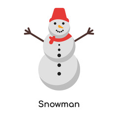 Snowman icon vector sign and symbol isolated on white background, Snowman logo concept