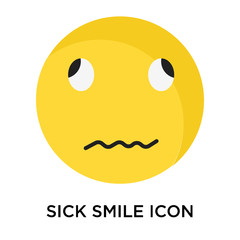 Sick smile icon vector sign and symbol isolated on white background, Sick smile logo concept
