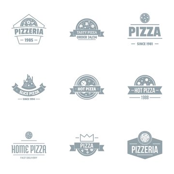 Pizza pie logo set. Simple set of 9 pizza pie vector logo for web isolated on white background