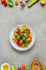 Healthy salad and ingredients