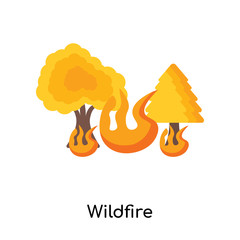Wildfire icon vector sign and symbol isolated on white background, Wildfire logo concept