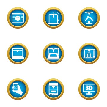 Telescreen icons set. Flat set of 9 telescreen vector icons for web isolated on white background