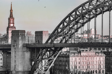 Tyne Bridge, Newcastle panorama miasta. 