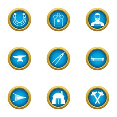 Hammering icons set. Flat set of 9 hammering vector icons for web isolated on white background