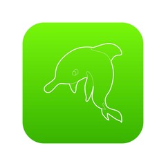 Dolphin icon green vector isolated on white background