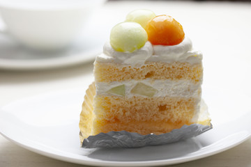 メロンの乗ったショートケーキ