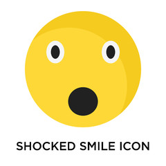 Shocked smile icon vector sign and symbol isolated on white background, Shocked smile logo concept