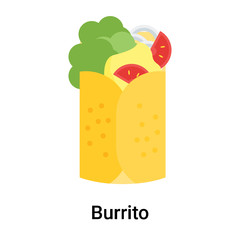 Burrito icon vector sign and symbol isolated on white background, Burrito logo concept