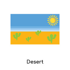 Fototapeta na wymiar Desert icon vector sign and symbol isolated on white background, Desert logo concept