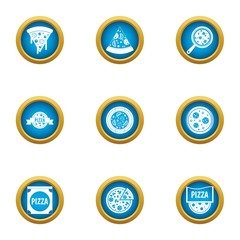 Pizza pie icons set. Flat set of 9 pizza pie vector icons for web isolated on white background