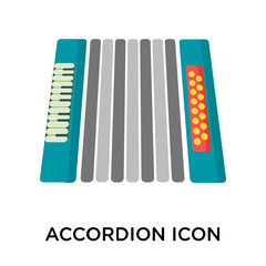 Accordion icon vector sign and symbol isolated on white background, Accordion logo concept
