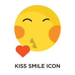 Kiss smile icon vector sign and symbol isolated on white background, Kiss smile logo concept