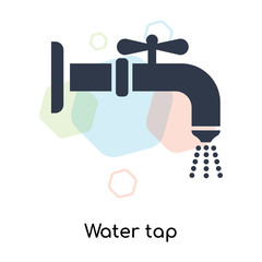 Water tap icon vector sign and symbol isolated on white background, Water tap logo concept