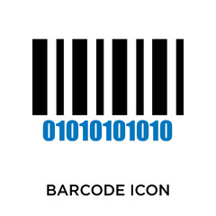 Barcode icon vector sign and symbol isolated on white background, Barcode logo concept