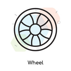 Wheel icon vector sign and symbol isolated on white background, Wheel logo concept