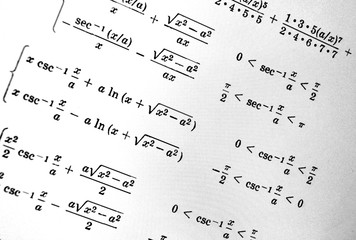 Large number of mathematical formulas on a white background