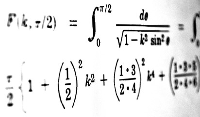 Large number of mathematical formulas on a white background
