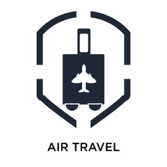 Fototapeta premium Air travel insurance icon vector sign and symbol isolated on white background, Air travel insurance logo concept