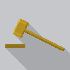 Wood gavel icon. Flat illustration of wood gavel vector icon for web design