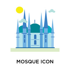 Fototapeta premium Blue mosque icon vector sign and symbol isolated on white background, Blue mosque logo concept