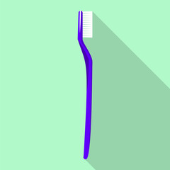 Blue toothbrush icon. Flat illustration of blue toothbrush vector icon for web design