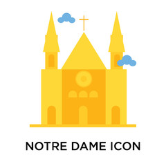 Notre dame icon vector sign and symbol isolated on white background, Notre dame logo concept