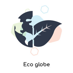Eco globe icon vector sign and symbol isolated on white background, Eco globe logo concept