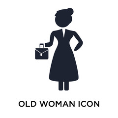 Old Woman icon vector sign and symbol isolated on white background, Old Woman logo concept