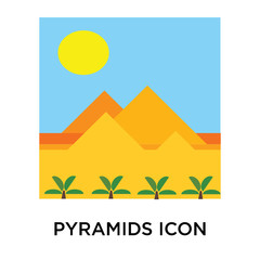 Pyramids icon vector sign and symbol isolated on white background, Pyramids logo concept
