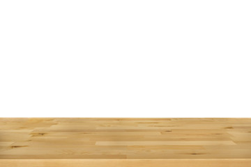 Real wood table top texture on white background.For create product display or design key visual layout.clipping path