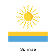 Sunrise icon vector sign and symbol isolated on white background, Sunrise logo concept
