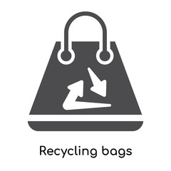 Recycling bags icon vector sign and symbol isolated on white background, Recycling bags logo concept