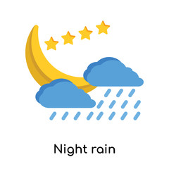 Night rain icon vector sign and symbol isolated on white background, Night rain logo concept