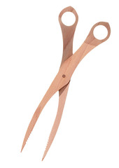 wooden barbecue tongs isolated on white