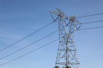 The high voltage pole in blue sky
