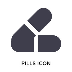 Pills icon vector sign and symbol isolated on white background, Pills logo concept
