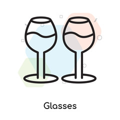 Glasses icon vector sign and symbol isolated on white background, Glasses logo concept