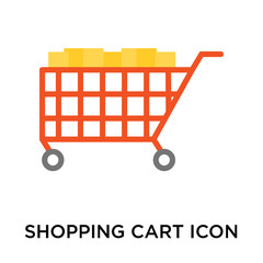 Shopping cart icon vector sign and symbol isolated on white background, Shopping cart logo concept