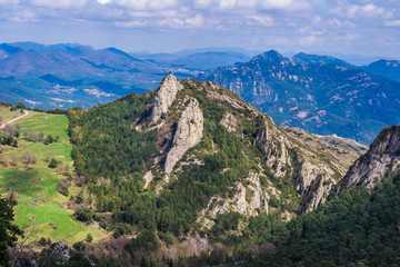 Fototapeta na wymiar View from the top of the mountains (Sanctuary of Queralt, Catalonia, Spain)