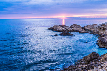 Sunrise at the Mediterranean Sea (Catalonia, Escala, Spain).