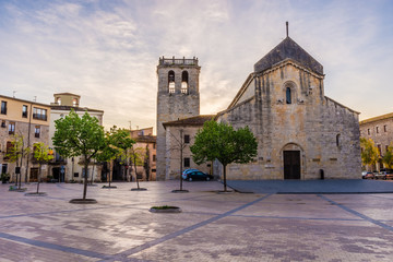 Fototapeta na wymiar Sunrise at the beautiful Cathedral of Besalu (Catalonia, Spain)