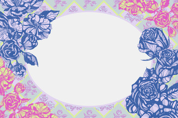 Awesome rosea flowers. Beautiful cards. Hand drawn ink illustration. Artist creative background