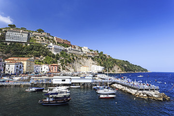 Fototapeta na wymiar Marina Grande in Sorrento, Italy, Campania region on a beautiful day
