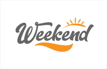 weekend black hand writing word text typography design logo icon