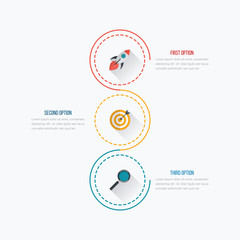 Infographics template 3 options with circle