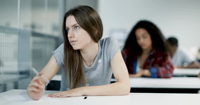 High school students in an exam
