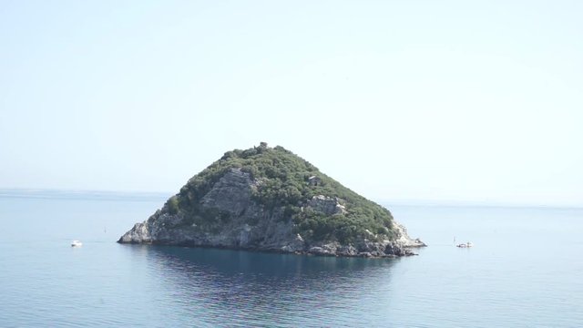 View of the island of Bergeggi with sea